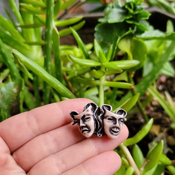 Vintage Celluloid Comedy Tragedy Brooch Pin - Picture 12 of 13